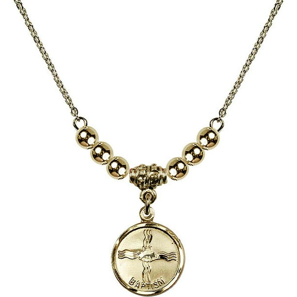 18-Inch Hamilton Gold Plated Necklace with 4mm Gold Filled Beads and Gold Filled Communion Charm. 18-Inch Hamilton Gold Plated Necklace with 4mm Gold Filled Beads and Gold Filled Communion Charm.